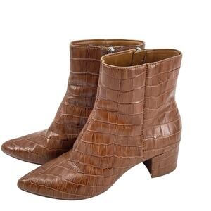 Dolce Vita Bel Leather Croc Ankle Boots Pointed Toe Size 6.5 Capsule Old Money‎